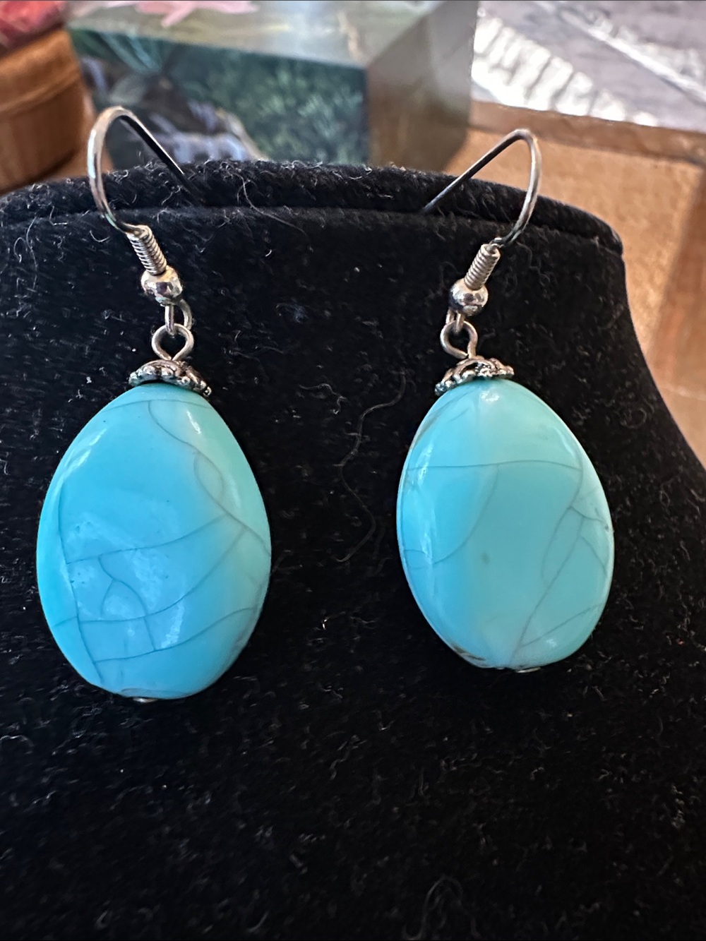 Silver & Turquoise Stone Earrings